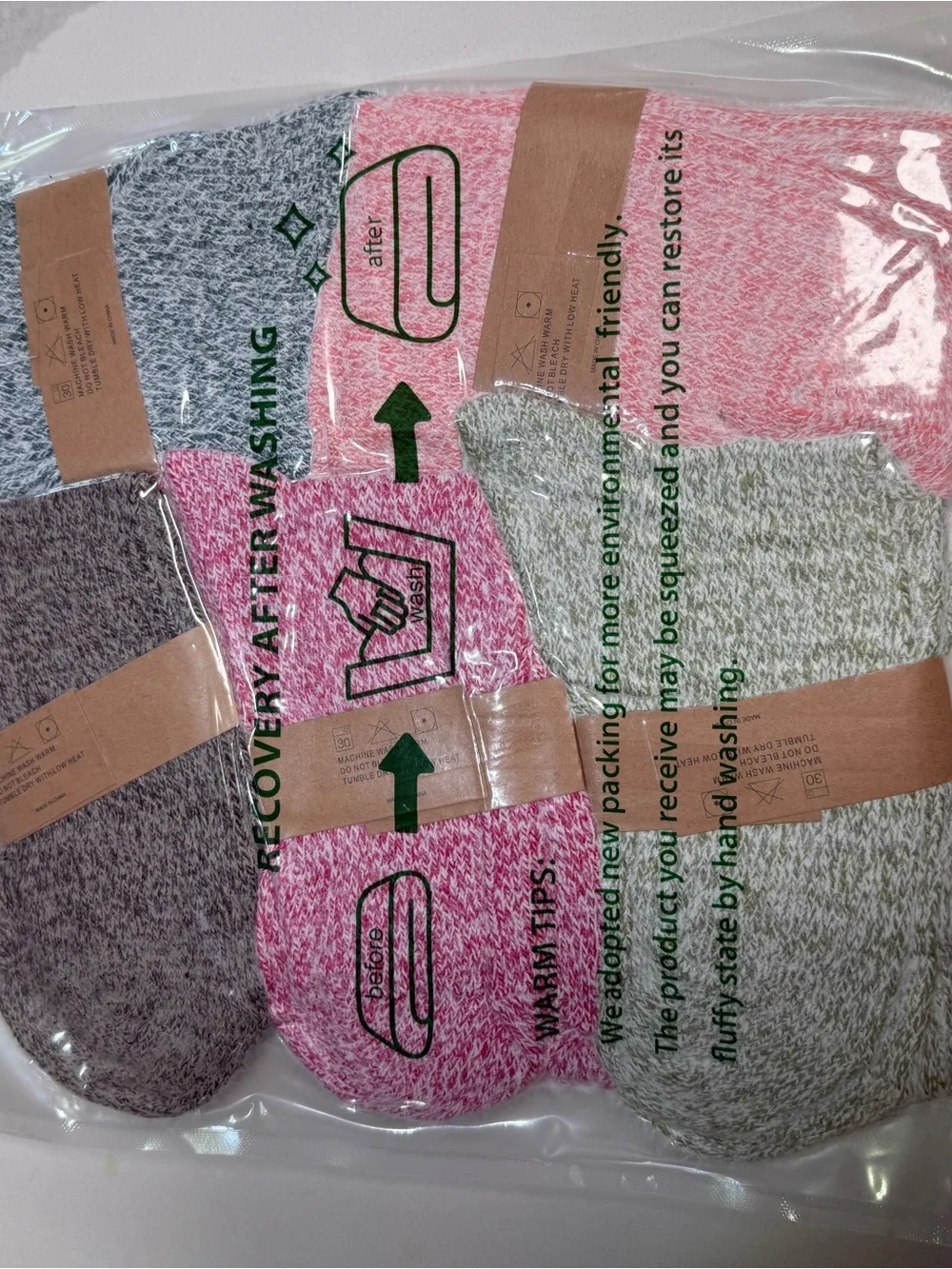 Amazon Women's Fuzzy Socks 5-Pair Pack - Mint Green, Sage, Lavender, Peach, Rose